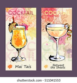 Artistic decorative cocktail menu. Disco background