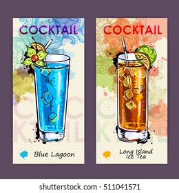 Artistic decorative cocktail menu. Disco background