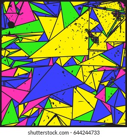 Artistic decorative geometric grunge background with colorful pattern