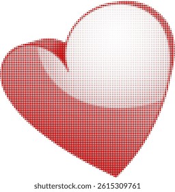 Artistic decorative hearts created from red halftone dots. Ideal for creative projects, heart shape made of circular halftone dot pattern. Minimalistic element for design prints illustration.
