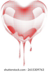 Artistic decorative hearts created from red halftone dots. Ideal for creative projects, heart shape made of circular halftone dot pattern. Minimalistic element for design prints illustration.