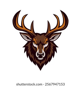 artistic deer head logo with intricate antler pattern for branding