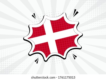 Artistic Denmark country comic flag illustration. Abstract flag speech bubble pop art vector background
