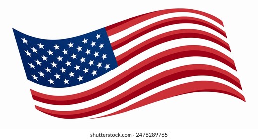 Artistic depiction of American flag waving, symbolizing patriotism and national pride