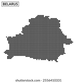 Artistic depiction of Belarus's outline using a dotted pattern, highlighting its geographical shape and arrangement.