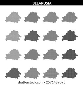 Artistic depiction of Belarus's outline using a dotted pattern, highlighting its geographical shape and arrangement.