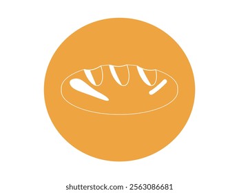 An artistic depiction of a bread loaf inside a bright yellow circle. A minimalist and vibrant design symbolizing fresh baked goods. Perfect for bakery logos, branding, and marketing visuals