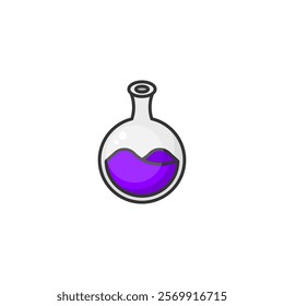 An artistic depiction of a laboratory flask containing purple liquid, representing science, chemistry, and experimentation. Suitable for educational and scientific themes, projects, and digital design