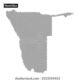 Artistic depiction of Namibia using a dot pattern to outline the country's shape and geographical features.