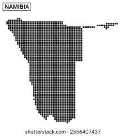 Artistic depiction of Namibia using a dot pattern to outline the country's shape and geographical features.