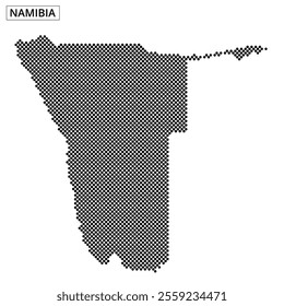 Artistic depiction of Namibia using a dot pattern to outline the country's shape and geographical features.