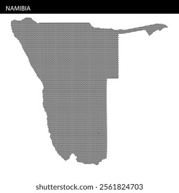 Artistic depiction of Namibia using a dot pattern to outline the country's shape and geographical features.