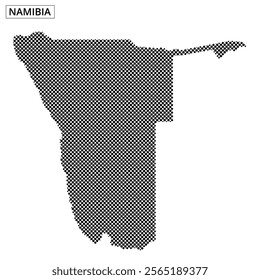 Artistic depiction of Namibia using a dot pattern to outline the country's shape and geographical features.
