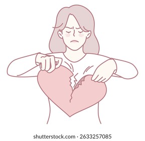 An artistic depiction showing a woman in deep heartbreak, symbolizing her emotional pain and struggle with loss