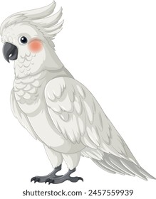 Artistic depiction of a white cockatoo standing.