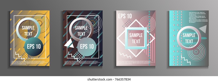 Artistic design of the cover. A set of modern abstract objects from elements of the Bauhaus style, a memphis and a hipster. Futuristic design for the background of business brochures, banners, posters