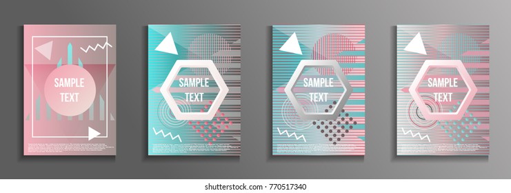 Artistic design of the cover. A set of modern abstract objects from elements of the Bauhaus style, a memphis and a hipster. Futuristic design for the background of business brochures, banners, posters