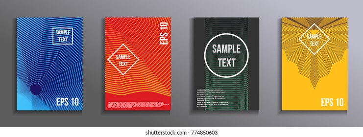 Artistic design of the cover.  A set of modern abstract objects from abstract lines. Creative colors backgrounds. Design for the design of covers of business brochures, banners, posters.