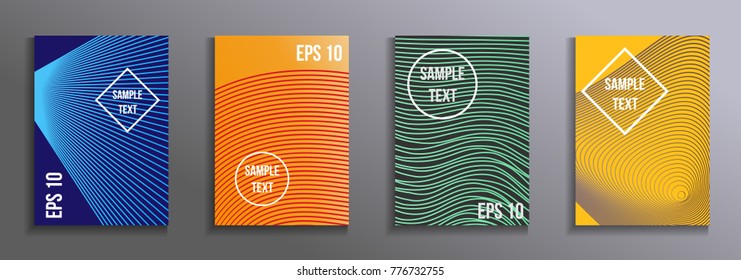 Artistic design of the cover.  A set of modern abstract objects from abstract lines. Creative colors backgrounds. Design for the design of covers of business brochures, banners, posters.
