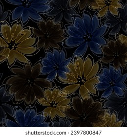  Artistic design from floral elements for fabrics, wallpapers, covers, and more. seamless background