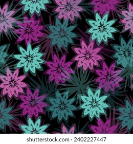  Artistic design from floral elements for fabrics, wallpapers, covers, and more. Seamless vector texture. for fashion prints. 