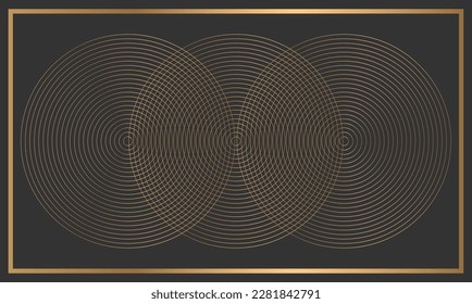 Artistic design in gold color with geometric circular stripes. Suitable for presentation, cover, wallpaper, flyer, poster, brochure. Editable vector illustration