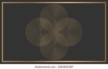 Artistic design in gold color with round geometric stripes. Suitable for presentation, cover, wallpaper, flyer, poster, brochure. Editable vector illustration