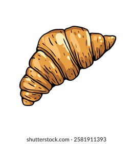 An artistic and detailed depiction of a croissant, beautifully showcasing its golden, flaky, and delightful texture