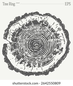 An Artistic and Detailed Illustration of a Tree Ring Featuring Intricate Patterns