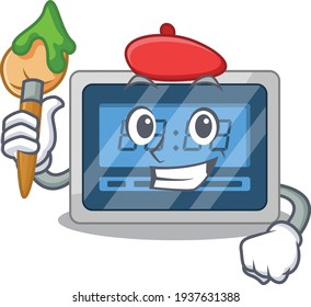 Pintura artística de diseño de mascota por temporizador digital usando un pincel