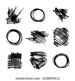 Artistic dirty grunge abstract ink vector texture. Dirty artistic vector design elements grunge brush background, circle frame.Freehand drawing. EPS10.