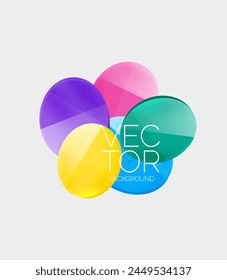 An artistic display of colorful circles with vector written in an electric blue font at the bottom. The circles represent natural materials and act as fashion accessories at a vibrant event