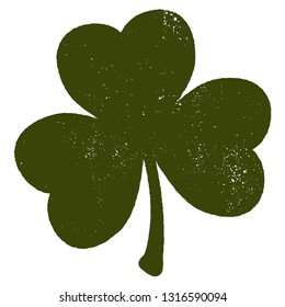 Artistic distressed patrick day distress border element for your design. Grunge clover shamrock leaf contour isolated on a white background. EPS10 vector