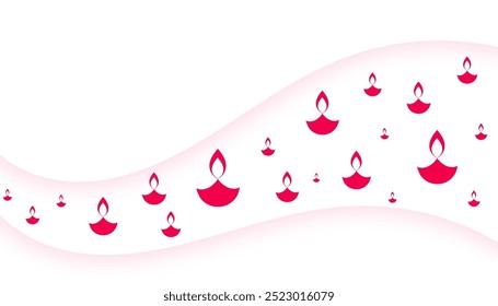artistic diwali diya wavy pattern white backdrop design vector