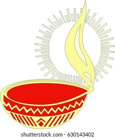 artistic diya on white background