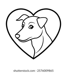 Artistic Dog Head in Heart Design Vector Illustration