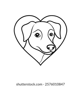 Artistic Dog Head in Heart Design Vector Illustration