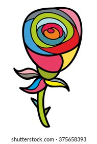 Artistic doodle rose. Hand drawn illustration in vector.