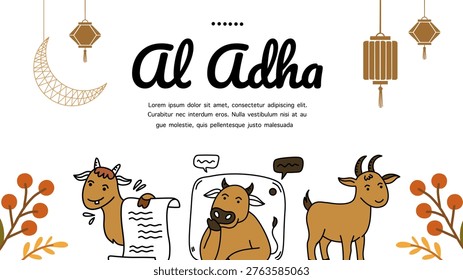 artistic drawing of cows and goats with lanterns for religious festival celebration