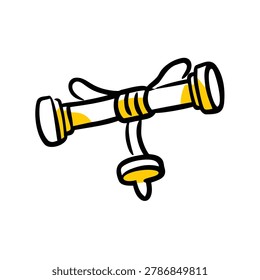 Artistic drawing representing camera support monopod for stable recording.