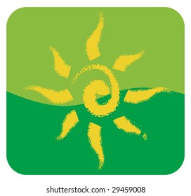 Artistic drawing sun with abstract background