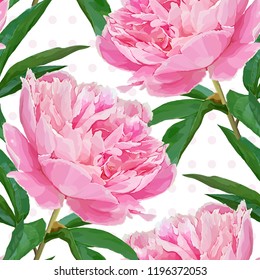Artistic drawing in vector, not autotrace! Seamless pattern with peonies