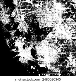Fondo de mapa vintage dibujado artísticamente. Gráficos en blanco y negro
