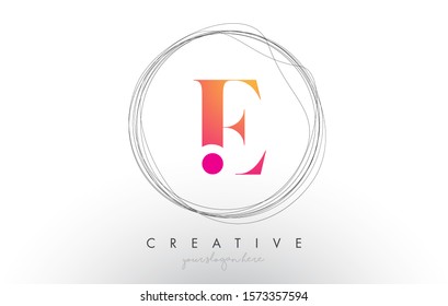 Artistic E Letter Logo Design With Creative Circular Wire Frame around it Vector Illustration.