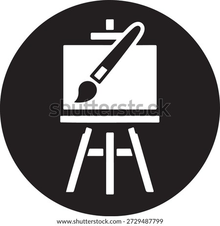 Artistic easel with paintbrush and canvas icon for creative expression and painting