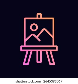 Caballete artístico que muestra un paisaje de montaña. Ilustración de símbolo de icono