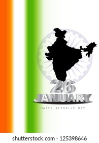 Artistic elegant background design for Indian republic day with Indian map. vector illustration