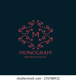Artistic elegant floral monogram. Graceful line art logo design. Trendy business concept. Vector illustration.