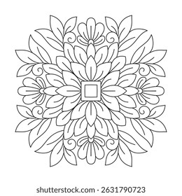 Artistic Enchanted Circles Mandala in Black and White Coloring Book Page