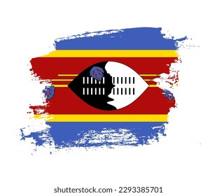 Artistic Eswatini national flag design on painted brush concept